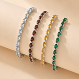 Oval Cut Gemstone Tennis Bracelet in 925 Silver