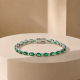 Oval Cut Gemstone Tennis Bracelet in 925 Silver