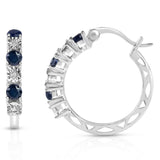 Celeste Diamond Gemstone Hoops in Sterling Silver