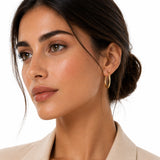 25MM Oval Sectioned Diamond Cut Hoops in 14K Gold