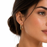 25MM Oval Sectioned Diamond Cut Hoops in 14K Gold
