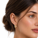 18MM Rectangular Diamond Cut  Hoops in 14K Gold