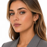 20MM Round Ribbed Hoops  in 14K Gold