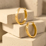 20MM Round Ribbed Hoops  in 14K Gold