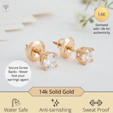 Everyday Solitaire Lab Diamond Studs in 14k Gold, IGI Certified