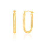 Rectangular Diamond Cut Hoop Earrings in 14k Gold