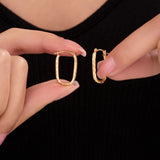 Rectangular Diamond Cut Hoop Earrings in 14k Gold