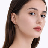 Rectangular Diamond Cut Hoop Earrings in 14k Gold