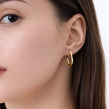 Rectangular Diamond Cut Hoop Earrings in 14k Gold