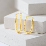 Rectangular Diamond Cut Hoop Earrings in 14k Gold