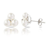 Trinity Freshwater Pearl & Diamond Studs in Silver