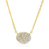 Oval Solitaire Diamond Pendant Necklace in 10K Gold