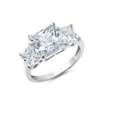 4.5 Carat Three Stone Princess Cut Cubic Zirconia Ring in 10K Gold