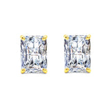 Emerald-Cut Cubic Zirconia Studs in Solid 14K Gold