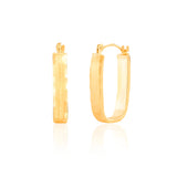 18MM Rectangular Diamond Cut  Hoops in 14K Gold