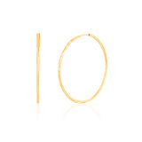 30MM Round Endless Hoop Diamond Cut Earrings in 14k Gold