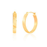20MM Round Ribbed Hoops  in 14K Gold