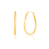 25MM Oval Sectioned Diamond Cut Hoops in 14K Gold