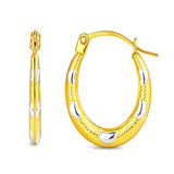 Two Tone Oval Hoop Earrings in 14K Gold