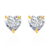 Heart-Cut Cubic Zirconia Studs in Solid 14K Gold
