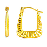 Yellow Rectangle Hoops  in Solid 14K Gold