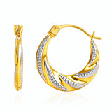 Two Tone Twisted Spiral Hoops in 14K Gold