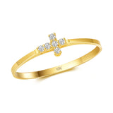 Classic Cross CZ Gold Ring in 10K Gold