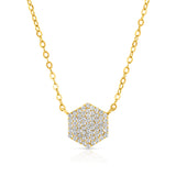 Hexagon Solitaire Diamond Pendant Necklace in 10K Gold