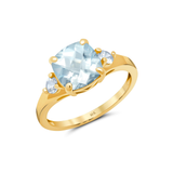 Cushion Cut Three Stone Ring in 10K Gold