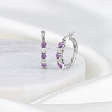 Celeste Diamond Gemstone Hoops in Sterling Silver