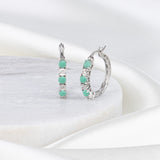 Celeste Diamond Gemstone Hoops in Sterling Silver