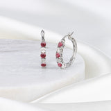Celeste Diamond Gemstone Hoops in Sterling Silver