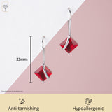 Princess Cut Gemstone Dangle Earrings Silver