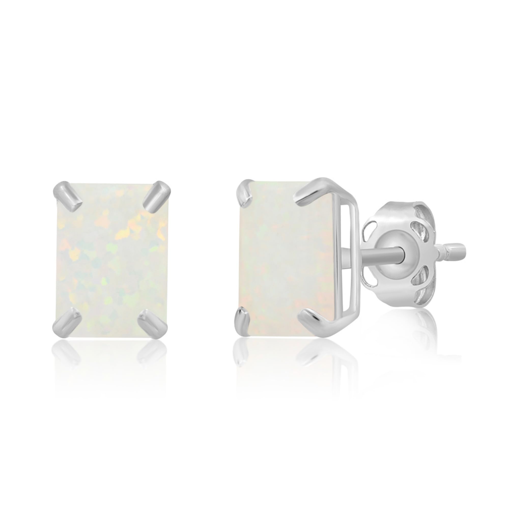 Emerald-Cut Solitaire Gemstone Studs in 14k Gold