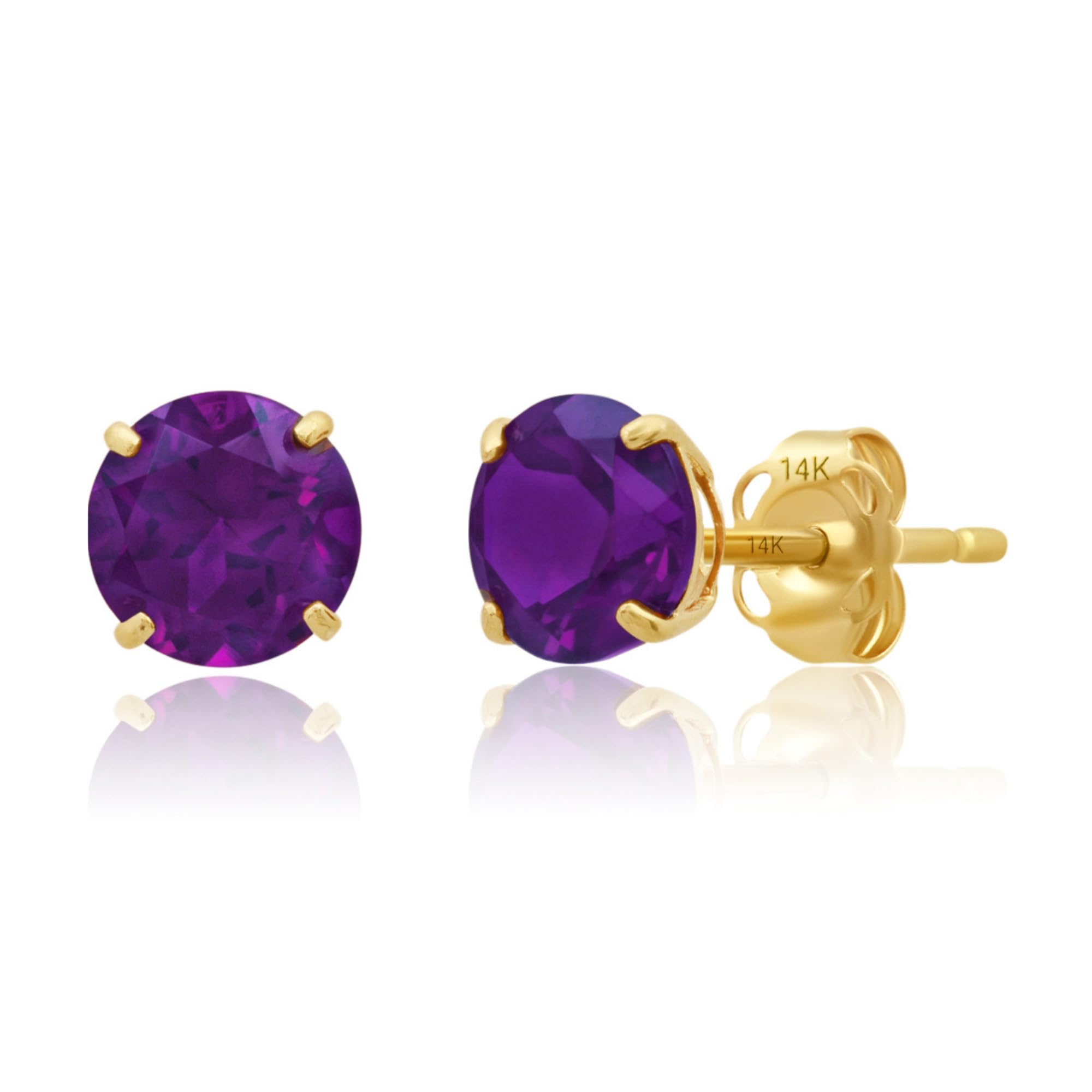 Classic 6mm Gemstone Round Stud Earrings in 14K Gold
