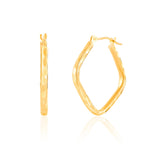 Square Diamond Cut Hoop Earrings in 14k Gold