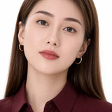 Satin Finish Diamond-Cut Round Hoop Earrings  in 14k Gold