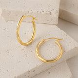 Satin Finish Diamond-Cut Round Hoop Earrings  in 14k Gold