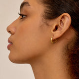 Yellow Diamond Cut Hoops  in 14K Gold