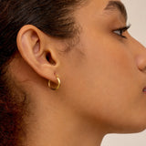 Yellow Diamond Cut Hoops  in 14K Gold