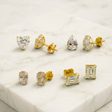 Heart-Cut Cubic Zirconia Studs in Solid 14K Gold