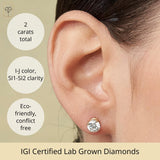 Everyday Solitaire Lab Diamond Studs in 14k Gold, IGI Certified