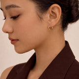 Two Tone Striped Hoops Earrings  in 14K Gold