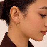 Two Tone Striped Hoops Earrings  in 14K Gold