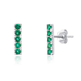Small Gemstone Bar Studs in 14k Gold