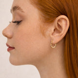 Two Tone Oval Hoop Earrings in 14K Gold