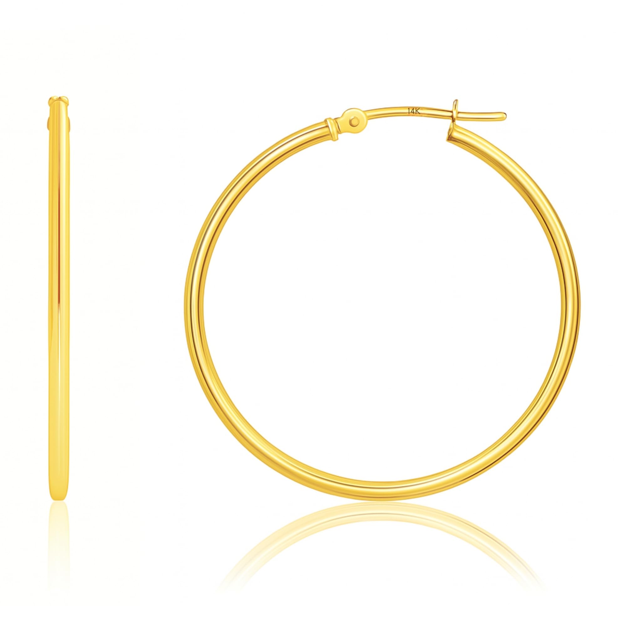 2MM Tube Classic Hoops in 14K Gold