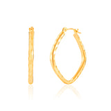 Square Diamond Cut Hoop Earrings in 14k Gold