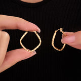 Square Diamond Cut Hoop Earrings in 14k Gold