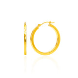 Classic Square Tubed Hoop Earrings in 14K gold